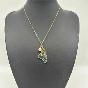 Gold half butterfly necklace