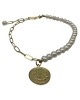 Gold tag pearl necklace