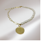 Gold tag pearl necklace