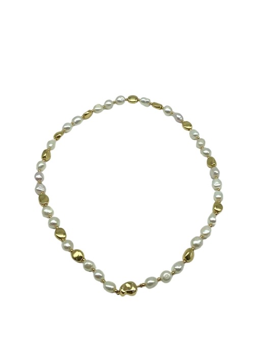 Gold heart pendant Pearl necklace