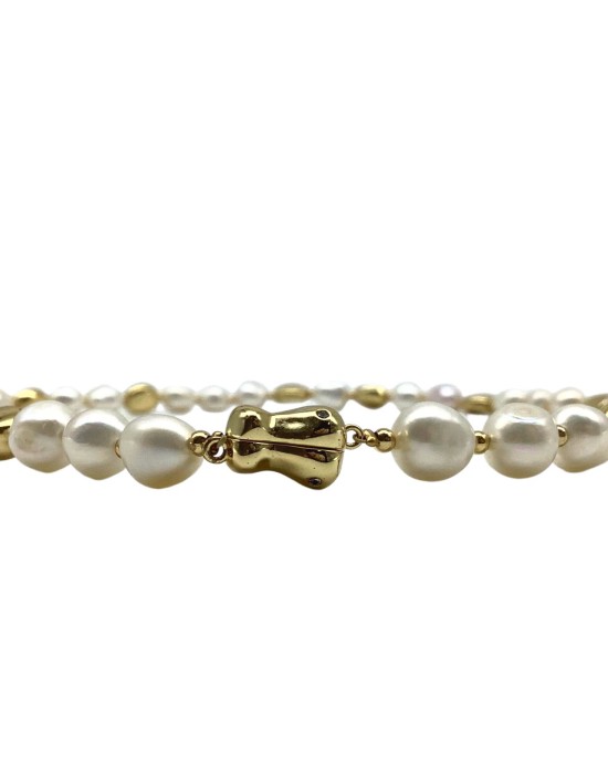 Gold heart pendant Pearl necklace