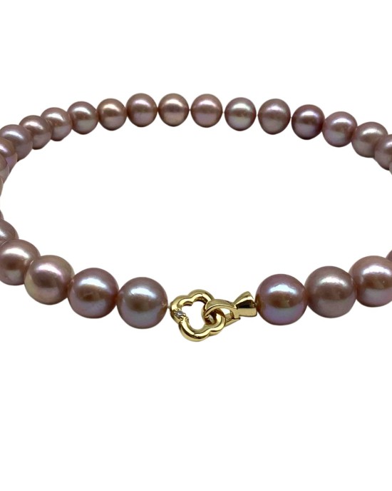 Purple single bead pearl necklace