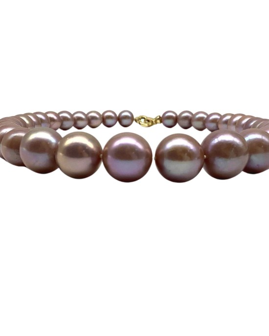 Purple single bead pearl necklace