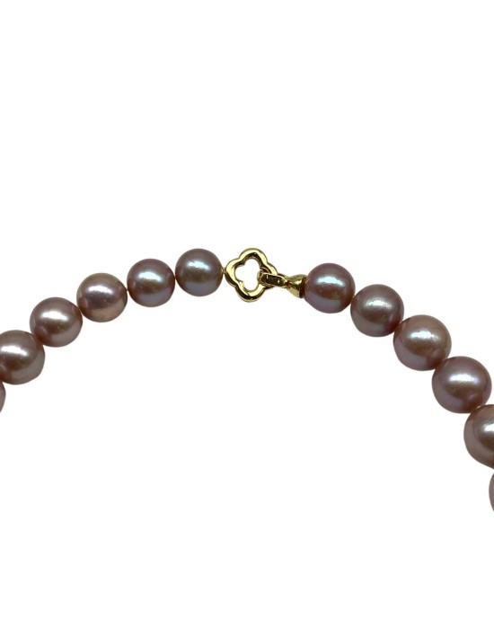 Purple single bead pearl necklace
